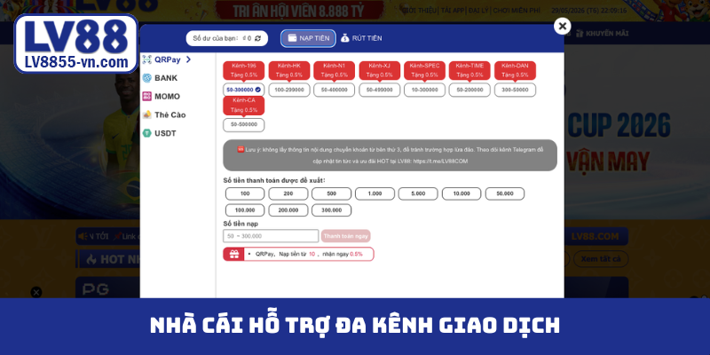 Nhà cái hỗ trợ đa kênh giao dịch