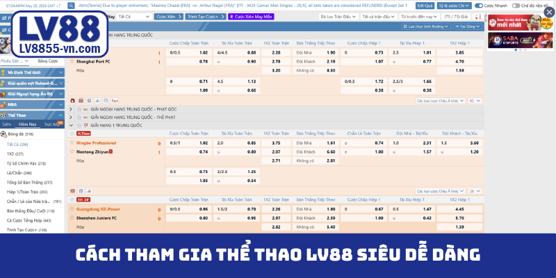 Cách tham gia thể thao LV88 siêu dễ dàng
