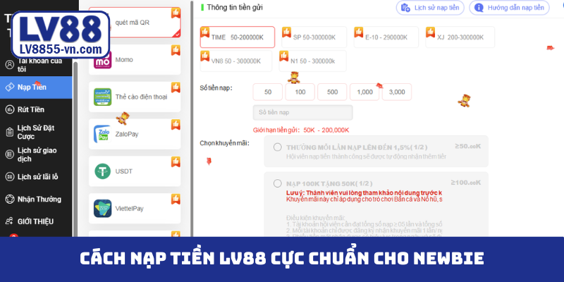 Cách nạp tiền LV88 cực chuẩn cho newbie