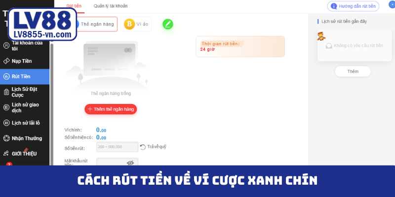 Cách rút tiền về ví cược xanh chín